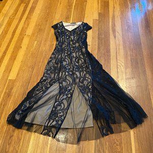 Black Lace Sheath Fitted Dress Size P/S